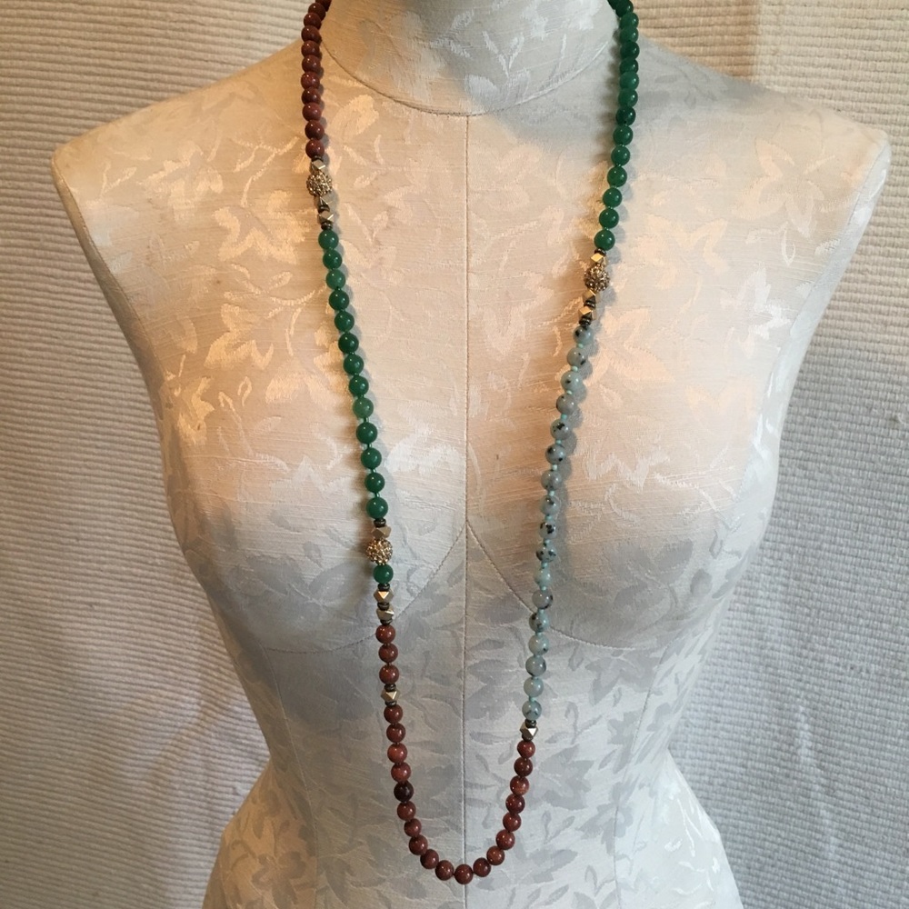 Handknotted Stone Long Necklace